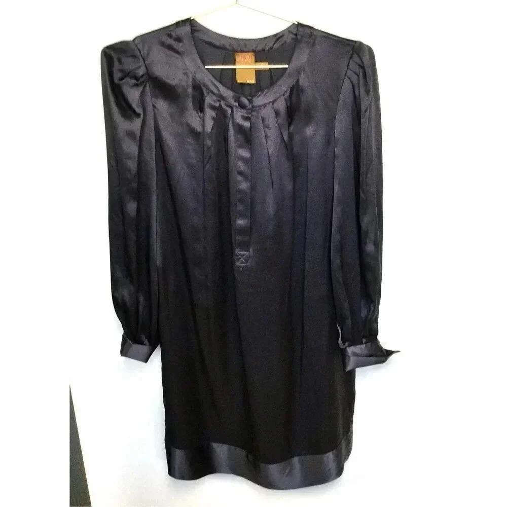 Ali Ra Womens Size 8 100% Silk Mini Shift Popover Dress Charcoal Gray NWT‎ $160